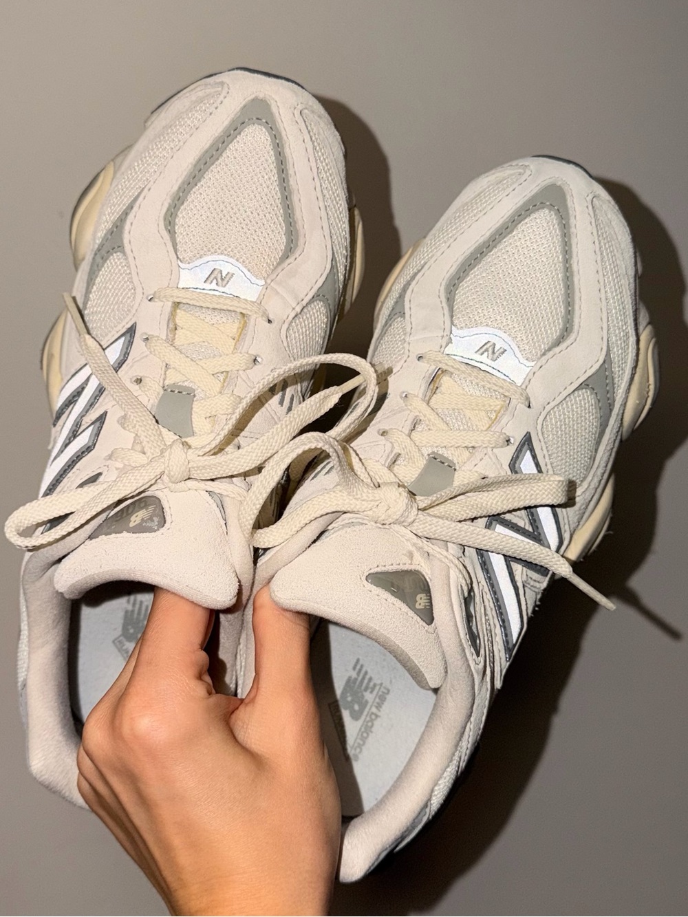 New Balance 9060 Women's Cream and Gray Sneakers
